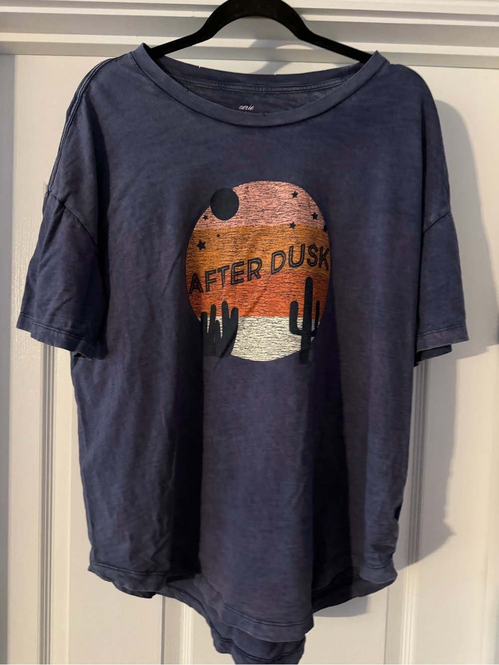 aerie Navy Short-Sleeve Tee with Sunset Desert Graphic